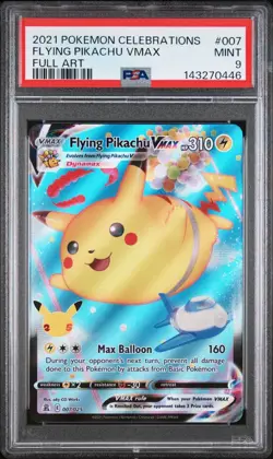 2021 POKEMON CELEBRATIONS #007 FULL ART/FLYING PIKACHU VMAX PSA 9 - Image 1
