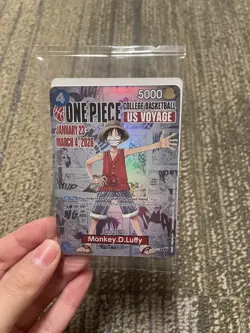 One Piece P-055 Monkey D Luffy College Basketball US Voyage Card SEALED Gonzaga - Image 1