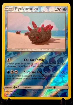 Pyukumuku 53/214 VLP Reverse Holo Sun Moon Asako Ito Crocheted Art Pokemon Card! - Image 1