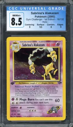 CGC 8.5 Sabrina's Alakazam (1st Ed.) Gym Challenge 16/132 Holo Pokemon Card B22 - Image 1