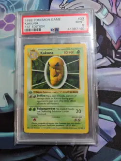 POKEMON 1st Edition Shadowless Base Set KAKUNA 33/102 Uncommon PSA 9 MINT - Image 1