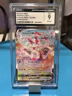 Pokemon CGC 9 Sylveon Secret Rare VMAX 212/203 Evolving Skies Error - Image 1