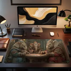 MTG Playmat | Wizard Elephants Playing Cards Themed Playmat | Unofficial MTG - Image 2