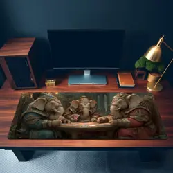 MTG Playmat | Wizard Elephants Playing Cards Themed Playmat | Unofficial MTG - Image 3