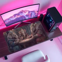 MTG Playmat | Wizard Elephants Playing Cards Themed Playmat | Unofficial MTG - Image 4