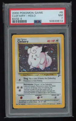 POKEMON Base Set 2 CLEFAIRY 6/130 Holo Rare PSA 7 NM Vintage WOTC - Image 1