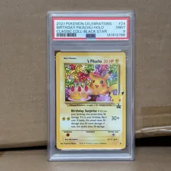 POKEMON 2021 2 Celebrations Classic Coll Black Star BIRTHDAY PIKACHU #24 PSA 9 - Image 1