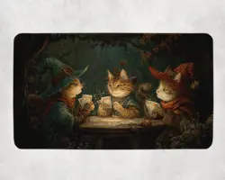 MTG Playmat | Wizard Cats Playing Cards Themed Playmat | Unofficial MTG Playmat - Image 1