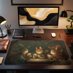 MTG Playmat | Wizard Cats Playing Cards Themed Playmat | Unofficial MTG Playmat - Image 2