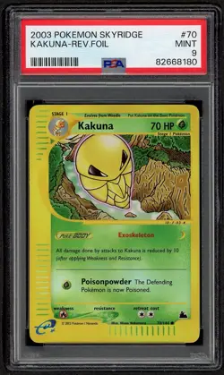 PSA 9 Kakuna Reverse Holo Foil 70/144 - 2003 Skyridge Rare E Series Pokemon Card - Image 1