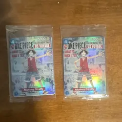 Bandai Namco One Piece CCG US Voyage Monkey D. Luffy Holo Card Lot (2) - Image 1