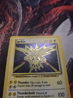 Pokemon TCG Zapdos Base Set Holo Unlimited Rare Card 16/102 MP/HP - Image 2