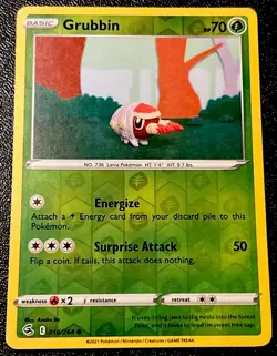Grubbin 018/264 Reverse Holo Adorable Asako Ito Crocheted Art Pokemon Card! - Image 1