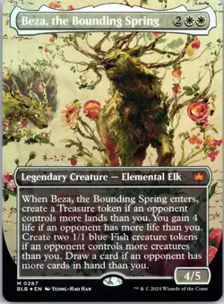 Magic Beza, the Bounding Spring Borderless SHOWCASE Bloomburrow Foil MTG NM - Image 1