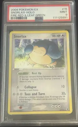2004 POKEMON EX FIRE RED & LEAF GREEN #15 SNORLAX-HOLO PSA 9 - Image 1