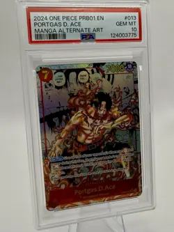 PORTGAS D. ACE 2024 ONE PIECE PRB01 EN MANGA ALTERNATE ART #013 PSA 10 - Image 1