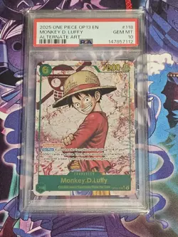 2025 ONE PIECE MONKEY D LUFFY OP13-118 CARRYING ON HIS WILL SEC ALT ART PSA 10 - Image 1