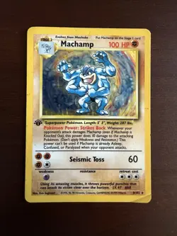 Machamp 8/102 1st Edition Holo Rare – Base Set – WOTC 1999 Pokemon Card – DMG - Image 1