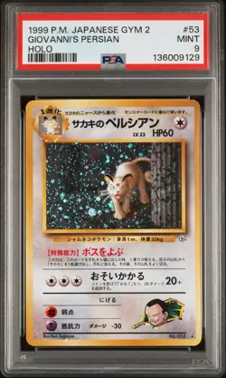 PSA 9 Giovanni’s Persian Holo 1999 Japanese Gym 2 #53 Pokemon Card - Image 1