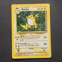 Pokemon TCG Raichu Base Set Holo Unlimited Rare Card 14/102 MP+ condition - Image 1