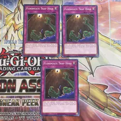 Yugioh! Floodgate Trap Hole OP13-EN025 x3 Playset Common NM - Image 1