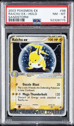 2003 POKEMON EX SANDSTORM #98 RAICHU EX-HOLO PSA 8 - Image 1