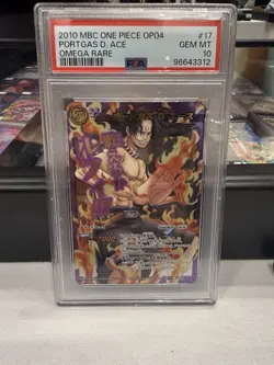 PSA 10 ONE PIECE MIRACLE BATTLE CARDDASS OMEGA RARE PORTGAS D. ACE - Image 1