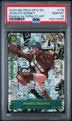 2025 One Piece OP12 EN Jewelry Bonney Manga Alternate Art #118 PSA 10 Gem Mint - Image 1
