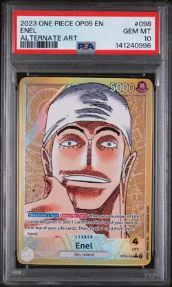 PSA 10 - Enel 098 ALTERNATE ART One Piece Op05-Awakening Of The New Era - Image 1