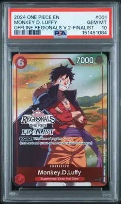 2024 ONE PIECE OFFLINE REGIONALS PACK 2024 VOL.2 FINALIST MONKEY D. LUFFY PSA 10 - Image 1