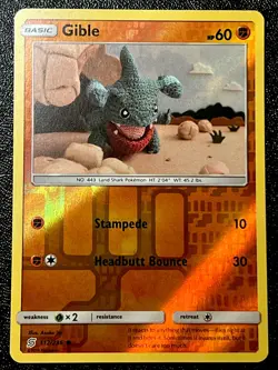 Gible 112/236 NM Reverse Holo Adorable Teal Asako Ito Crochet Art Pokemon Card! - Image 1