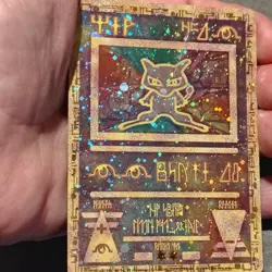 Vintage Ancient Mew Holo Pokemon Card WOTC 2 Swirls Creases MP - Image 1