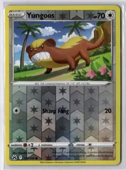 Pokemon Crown Zenith Yungoos 117/159 Common Reverse Holo - Image 1
