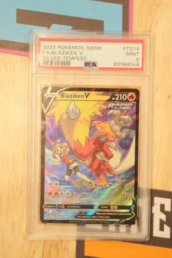 2022 POKEMON SWORD & SHIELD SILVER TEMPEST #TG14 FULL ART/BLAZIKEN V PSA 9 - Image 1