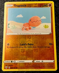 Trapinch 089/189 NM Reverse Holo Adorable Apricot Asako Ito Crochet Art Pokemon! - Image 1
