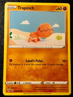 Trapinch 089/189 NM Non Holo Adorable Apricot Asako Ito Crochet Art Pokemon! - Image 1