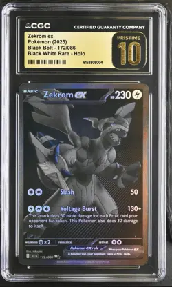 2025 Pokemon BLK EN Black White Rare #172 Zekrom ex CGC 10 PRISTINE 🌟 - Image 1