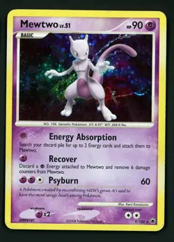 Mewtwo Lv.51 HP 9/100 - Holo Bleed Error - Majestic Dawn 🏝 Pokemon 2008 - Image 1