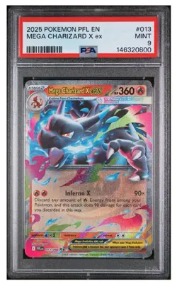 2025 Pokemon Phantasmal Flames Mega Charizard X ex 13 Holo Rare PSA 9 Mint Grade - Image 1