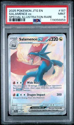 2025 POKEMON JTG EN-JOURNEY TOGETHER #187 SALAMENCE EX PSA 9 - Image 1