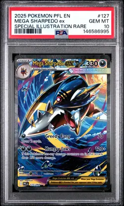 Pokemon Mega Sharpedo Ex Phantasmal Flames Special Illustration Rare #127 PSA 10 - Image 1