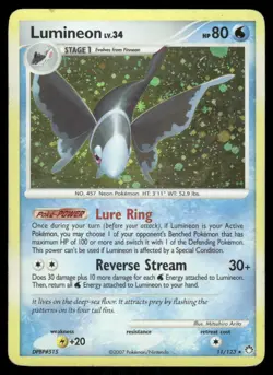2007 Pokemon Lumineon Holo Rare Mysterious Treasures 11/123 Holo DMG - Image 1