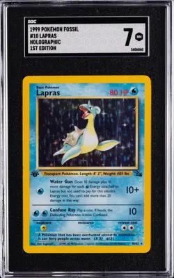 1999 POKEMON FOSSIL 1ST EDITION #10 LAPRAS-HOLO SGC 7 - Image 1