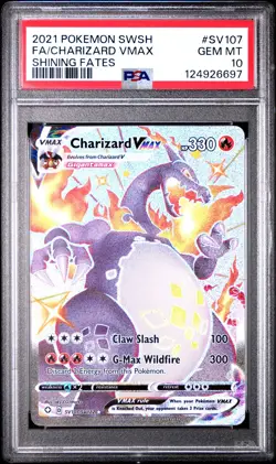 2021 POKEMON SWORD & SHIELD SHINING FATES #SV107 FULL ART/CHARIZARD VMAX PSA 10 - Image 1