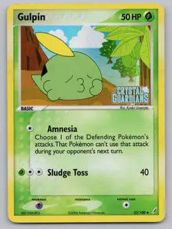 Gulpin 33/100 Uncommon Crystal Guardians Pokemon Reverse Holo LP - Image 1