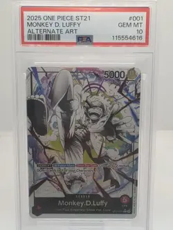One Piece ST21-001 Monkey D Luffy Gear 5 Starter Deck 21 Alt Art Parallel PSA 10 - Image 1