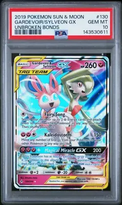 Pokemon TCG Gardevoir & Sylveon GX Holo Card 130/214 Unbroken Bonds PSA 10 - Image 1