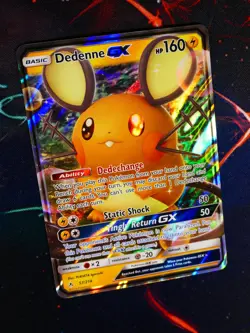 LP/NM Pokemon DEDENNE GX Card SM UNBROKEN BONDS Set 57/214 Sun Moon Rare Holo - Image 1