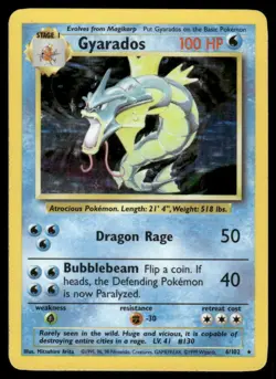 Pokemon Cards Gyarados 6/102 Holo Base Set Unlimited WOTC Rare MP - Image 1