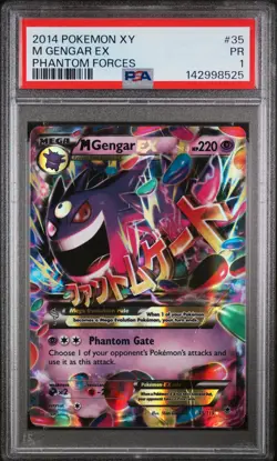 2014 POKEMON XY PHANTOM FORCES #35 M GENGAR EX PSA 1 - Image 1